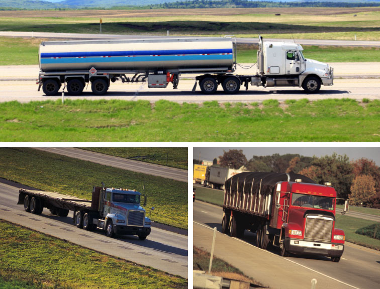 image of collage of three different types of trucks.